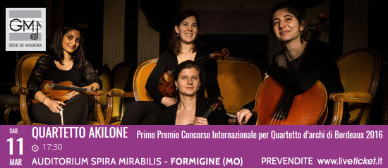 Quartetto Akilone all'Auditorium Spira Mirabilis di Formigine