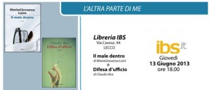 MariaGiovanna Luini e Claudio Rea "L'altra parte di me" alla libreria IBS a Lecco