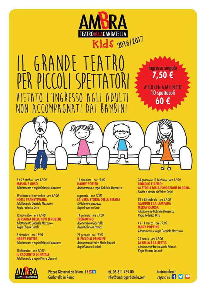 Ambra Kids stagione 2016/2017 al Teatro Ambra Garbatella di Roma