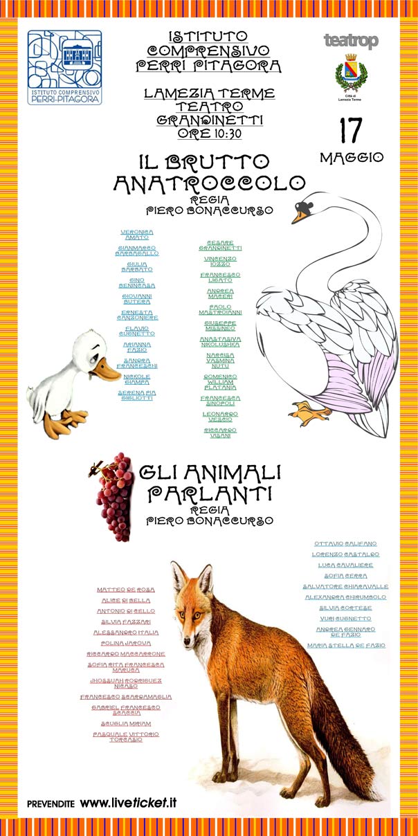 Gran Galà delle scuole "Il brutto anatroccolo" - "Gli animali parlanti" al Teatro Grandinetti di Lamezia Terme
