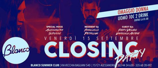 Closing party al Blanco Summer Club ad Alessandria