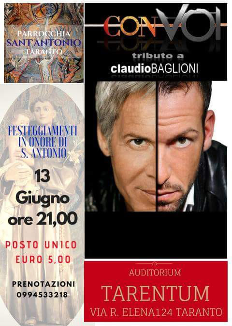 "Con Voi" tributo a Claudio Baglioni all'Auditorium Tarentum di Taranto