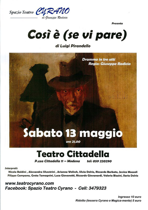 Cosi è (se vi pare) di Luigi Pirandello al Teatro Cittadella di Modena