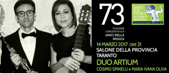 Cosimo Spinelli e Maria Ivana Oliva "Duo artium" al Salone della Provincia di Taranto