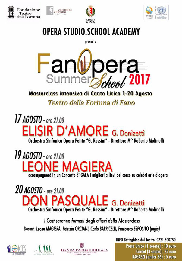FanOpera Summer School al Teatro della Fortuna a Fano