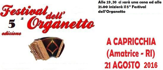 5 Festival dell'organetto a Capricchia, Amatrice(RI)