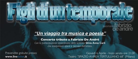 Figli di un temporale "Suonando Fabrizio de André" allo Spazio Avirex Tertulliano 68 di Milano