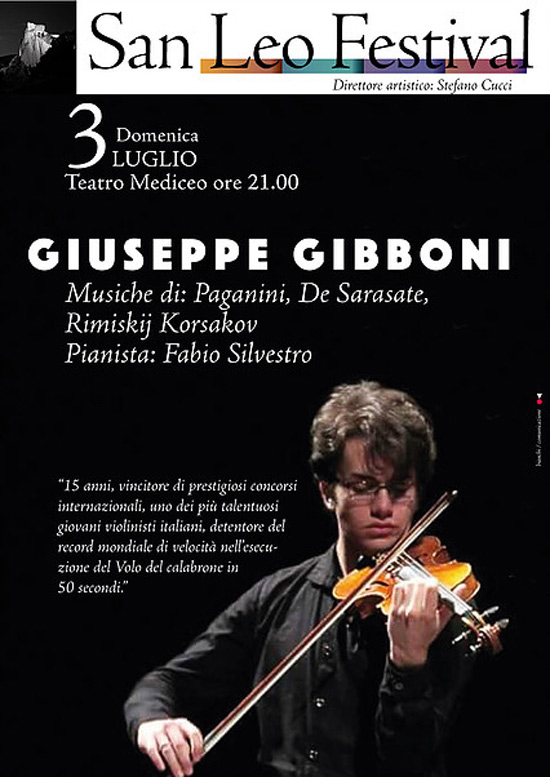 Giuseppe Gibboni al San Leo Festival 2016 a San Leo