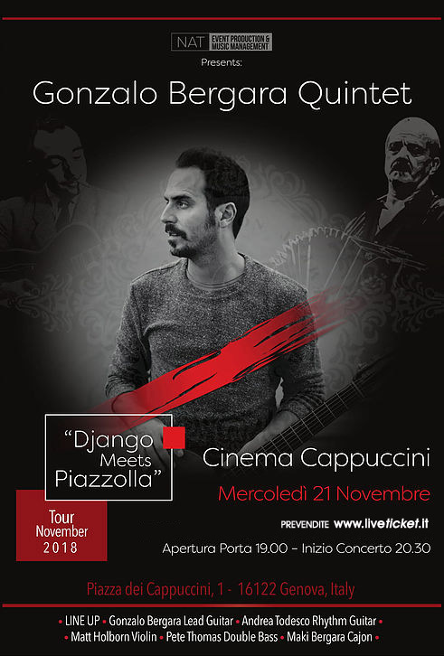 Gonzalo Bergara quintet "Django Meets Piazzolla" al Cinema Cappuccini a Genova