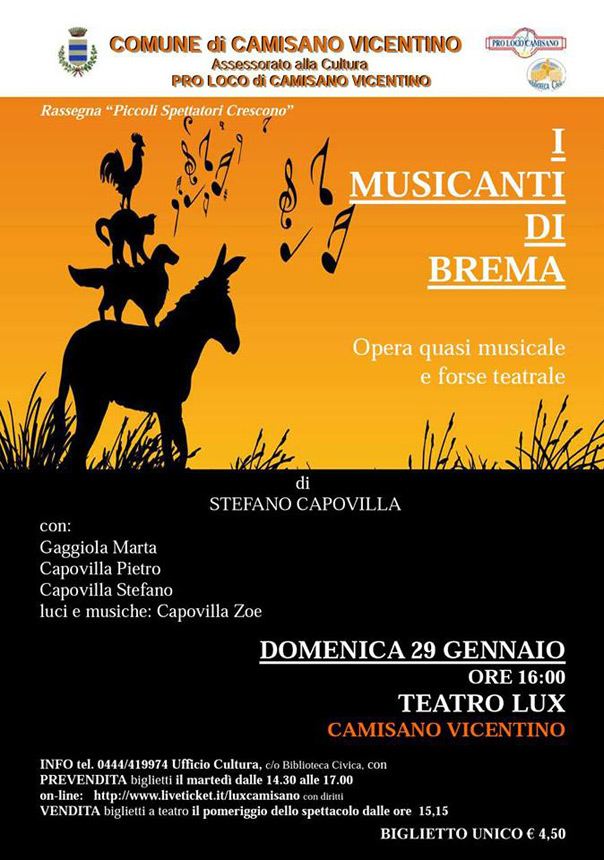 I musicanti di Brema al Teatro Lux di Camisano Vicentino