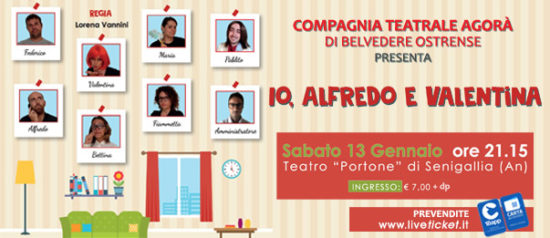 "Io, Alfredo e Valentina" al Teatro Portone di Senigallia