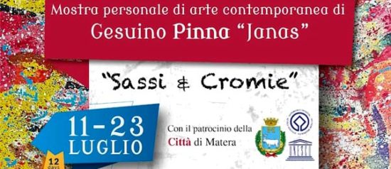 Mostra "Sassi & Cromie" Gesuino Pinna alla Biblioteca provinciale Tommaso Stigliani a Matera