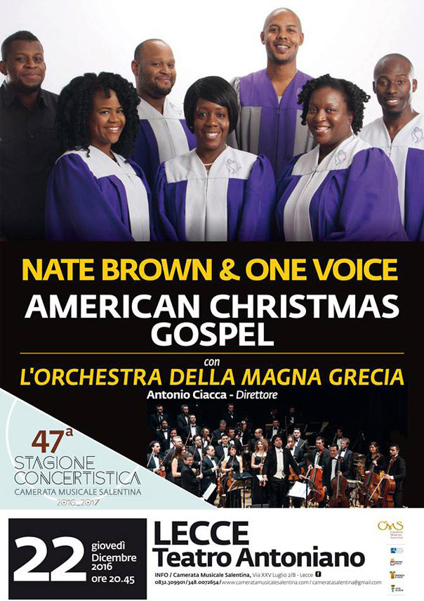 Nate Brown & One Voice al Teatro Antoniano di Lecce