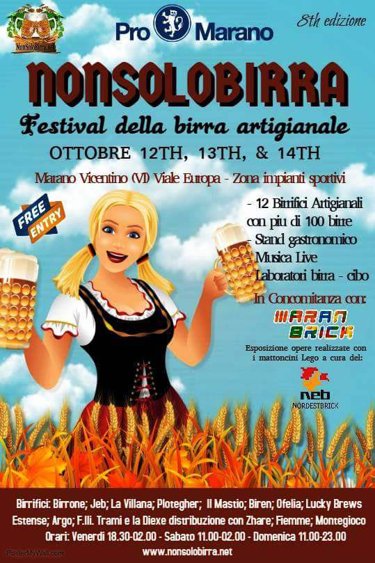 "Nonsolobirra" Festival della Birra Artigianale agli Impianti Sportivi a Marano Vicentino