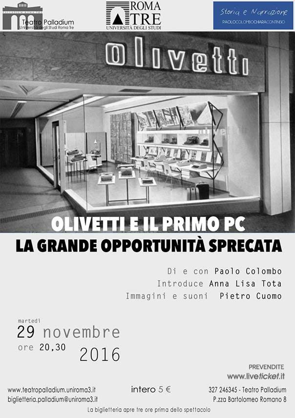 “Olivetti e il primo Pc. La grande opportunità sprecata” al Teatro Palladium a Roma