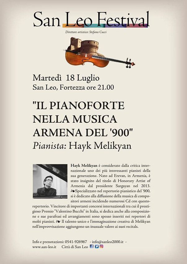 Il Pianoforte nella Musica Armena del '900 alla Fortezza di San Leo
