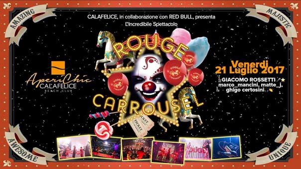"Aperichic" Rouge Carrousel special show al Cala Felice Beach Club a Puntone