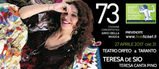 Teresa De Sio "Teresa canta Pino" al Teatro Orfeo di Taranto